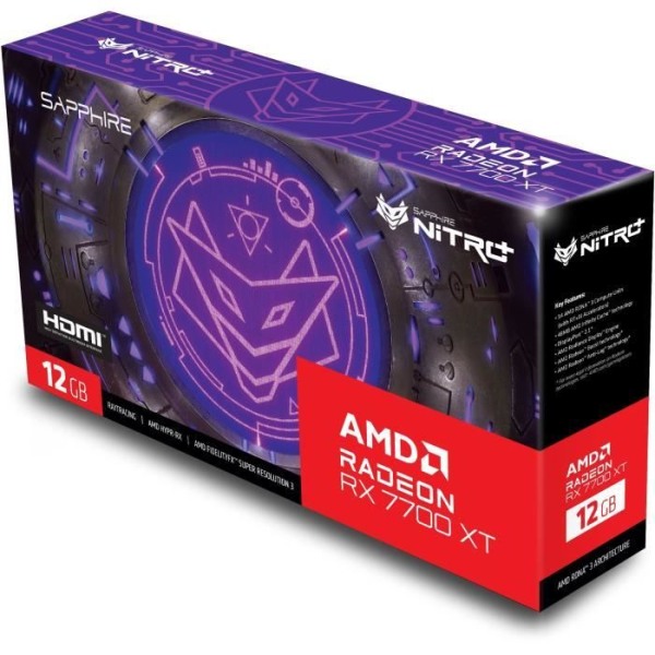 SAPPHIRE - Grafikkort - NITRO+ AMD RADEON RX 7700 XT GAMING OC 12GB - GDDR6 - DUBBLA HDMI / DUBBLA DP
