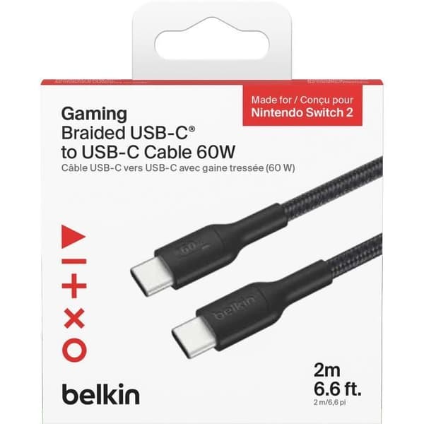 USB-C till USB-C spelkabel - BELKIN - Nintendo Switch 2 - 60 W - Svart
