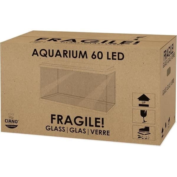 Akvarium - CIANO - 60 L - Filter - LED - Värme - SKUM 30PPI - CF80 - Svart