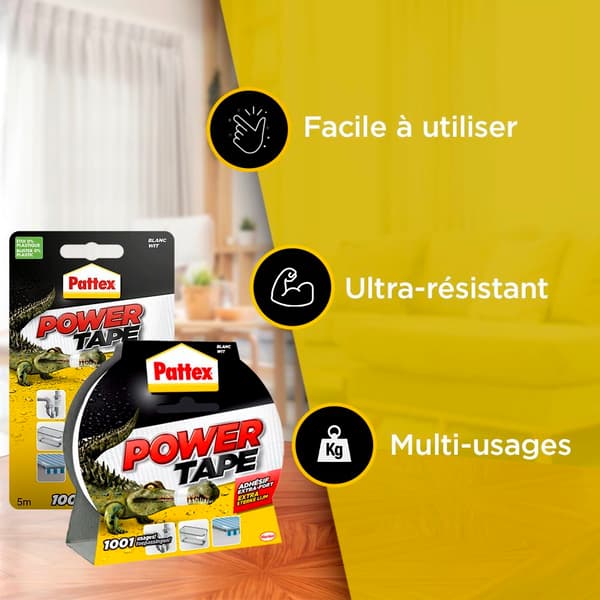 PATTEX Super starkt självhäftande tejp - Vit - 10 m