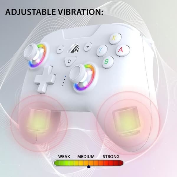 Trådlös kontroll - SUBSONIC - Switch 2 / Switch - Programmerbara lysdioder - Vibrationer - Gyroskop - Vit