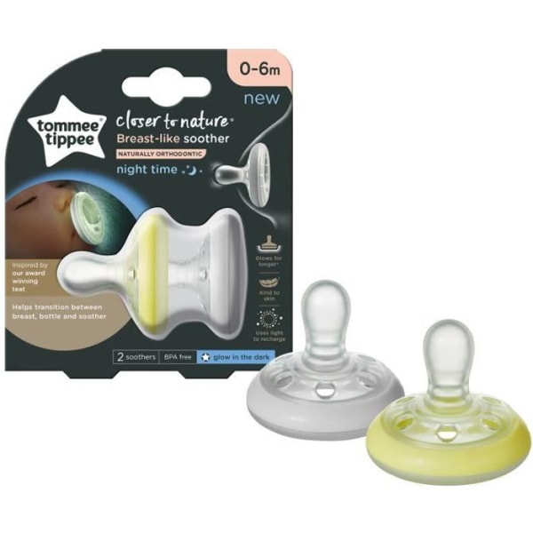 TOMMEE TIPPEE CTN Napp - Naturlig nattform x2 0-6 månader