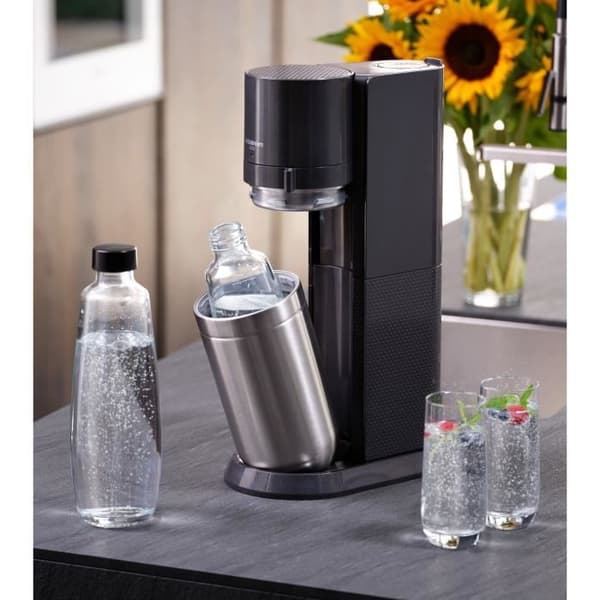SODASTREAM läsk- och kolsyrat vattenmaskin - DUO Black - 2 glaskaraffer - 1 60L gaspåfyllning