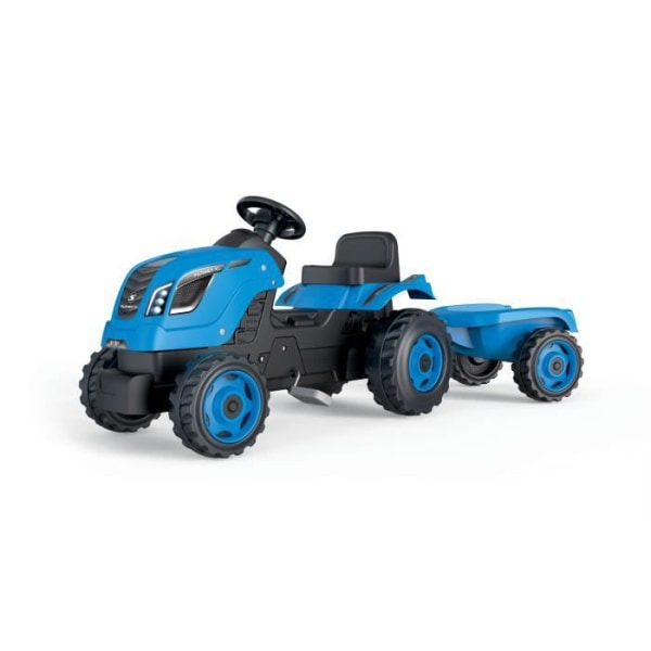Smoby Farmer XL Pedal Tractor + Trailer - Blue