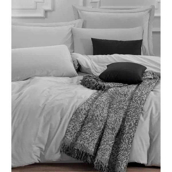 Bäddset - 1 påslakan 220 x 240 cm + 2 örngott 60 x 60 cm - 65% bomull, 35% polyester - Grå