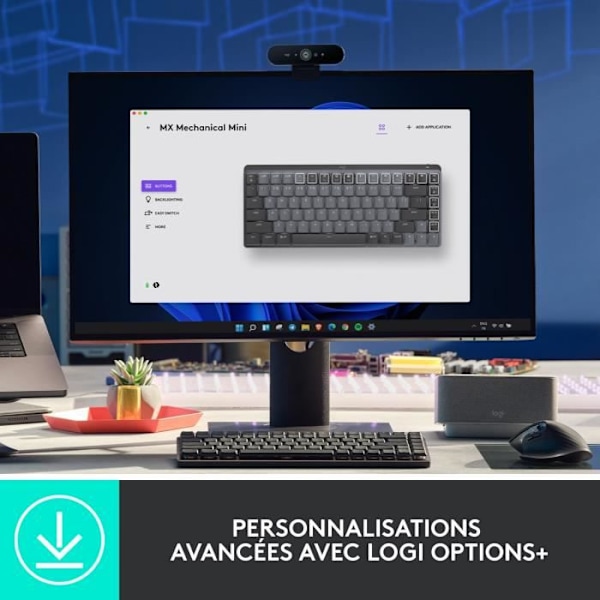Logitech - Trådlöst tangentbord - MX Mini - Mekanisk - Prestanda Bakgrundsbelyst - Grafit