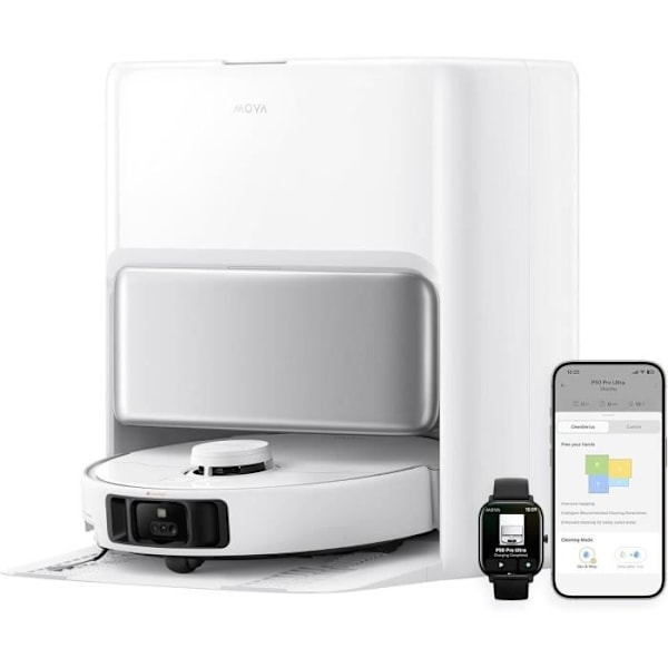 MOVA P50 Pro Ultra - Robotdammsugare med docka - 19 000 Pa - Anti-trasselborste - Automatisk rengöring Vit