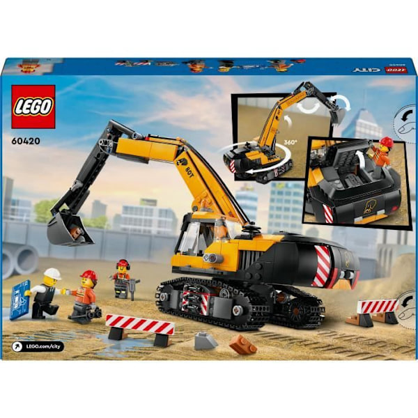 LEGO City 60420 Den gula bygggrävaren, leksak för barn från 8 år och uppåt