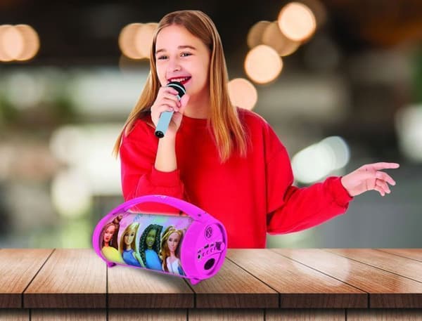Upplyst trådlös Bluetooth-högtalare med Barbie-mikrofon