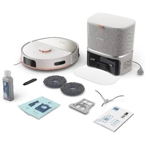 Philips HomeRun 5000 Robotdammsugare & Rutmopp XU5100/20 med Auto-Empty Station, LDS-laser beige