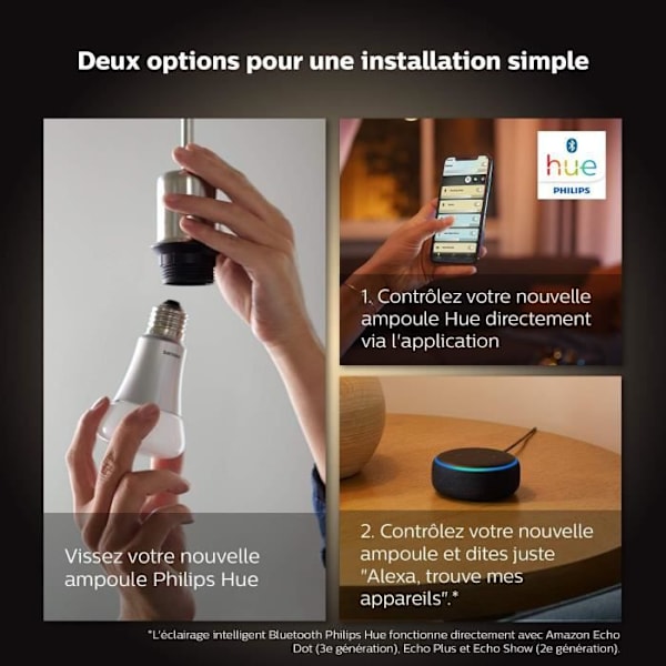 Philips Hue White, ampoule LED connectée E27, équivalent 75W, 1100