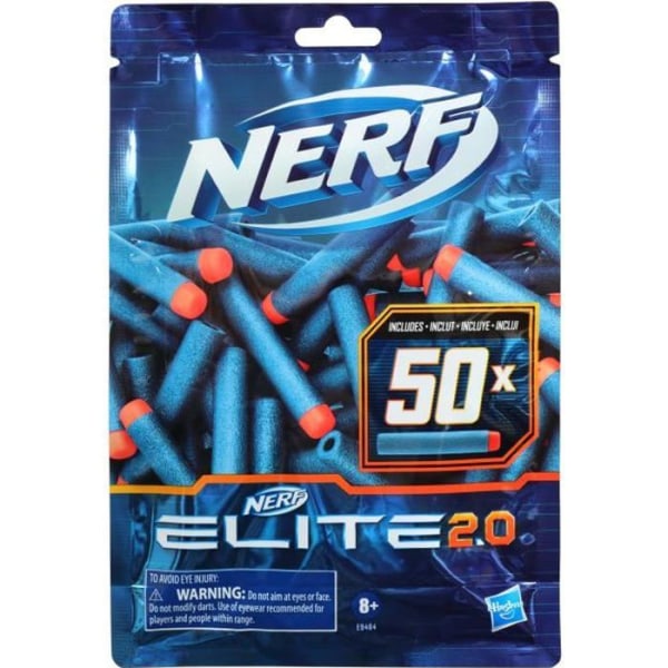 NERF - Elite 2.0 - Påfyllning av 50 officiella NERF - Elite 2.0 skumpilar - kompatibel med NERF Blasters - Elite