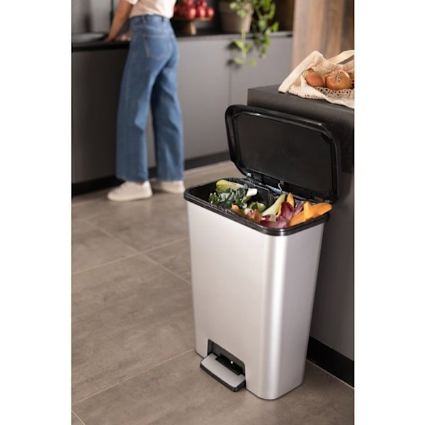 Pedalhink - CURVER - COMPATTA - 50 L - Metallic grå - Polypropylen