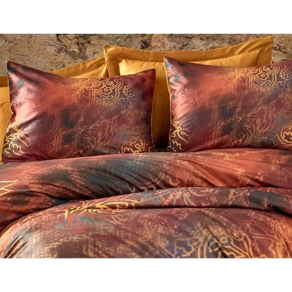 Bäddset - 1 påslakan 220 x 240 cm + 2 örngott 60 x 60 cm - 100% mikrosatin polyester - Röd
