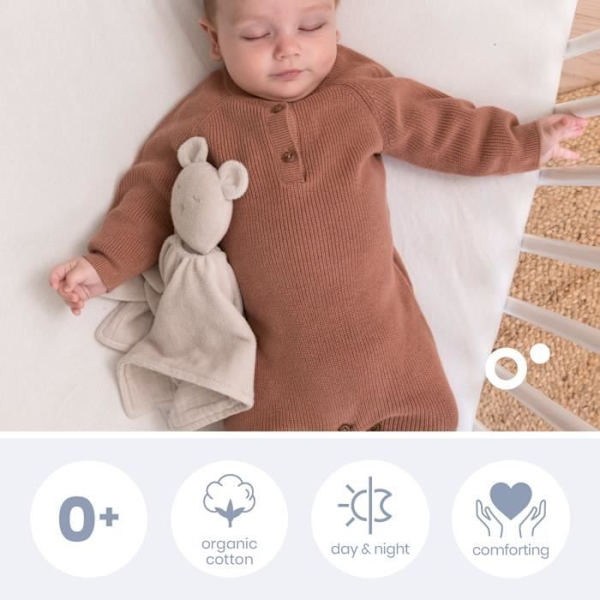 doomoo You&Me babytäcken - Vändbar och tröstande täcke - Försedd med 2 kroppar för att transportera föräldrarnas lukt, beige