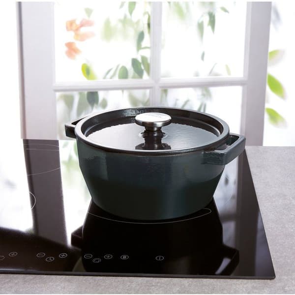Rund gryta - PYREX - Långkok - 24 cm - Gjutjärn - Djupblå