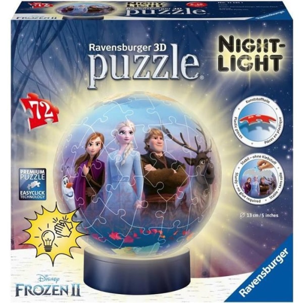RAVENSBURGER - Frozen 2 Round 3D puzzle 72 pieces illumined