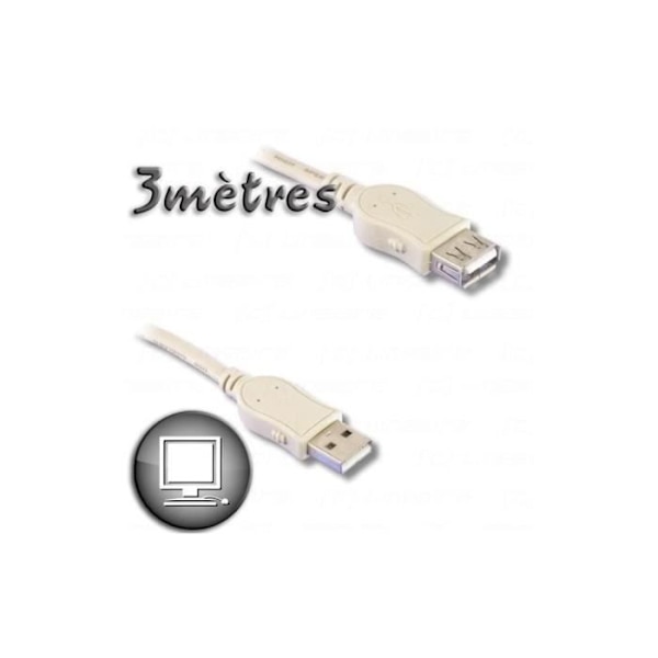 Förlängningskabel USB 2.0 En hane / A hon 3m