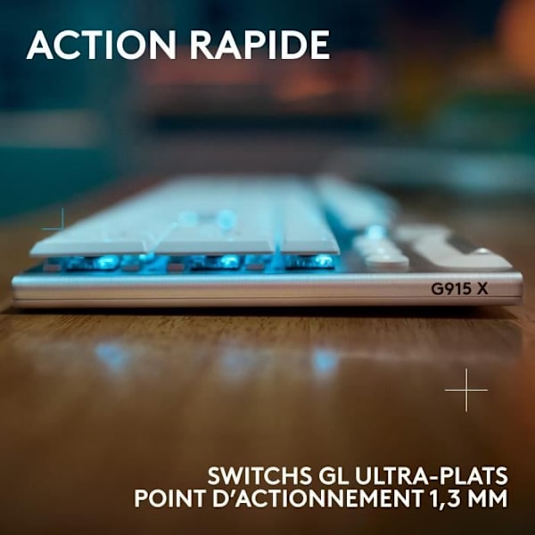 Speltangentbord - trådlöst - Logitech G - G915 X - Touch switch - AZERTY - Vit
