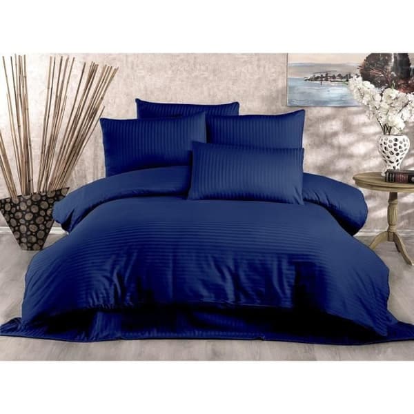 Bäddset - 1 påslakan 220 x 240 cm + 2 örngott 60 x 60 cm - 70% polyester, 30% bomull - Blå