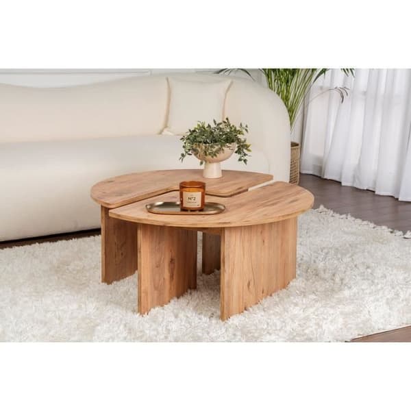 Soffbord - MOIRA - Runt - Atlantic Pine - 90 x 90 x 41 cm