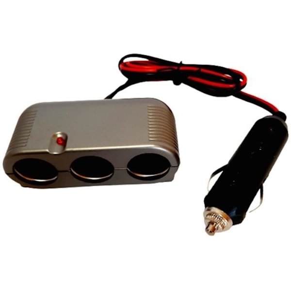 Trippelt 12/24V cigarettändaruttag - HTC UTRUSTNING - Med kraftigt uttag och 80 cm röd kabel