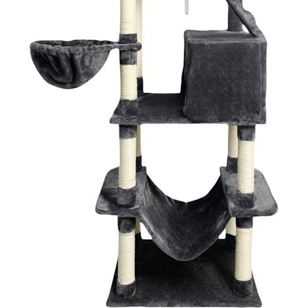 TAYLOR Kattträd - 60 x 50 x 206 cm - Mörkgrå - 2 plattformar, 1 abborre, 2 hytter, 1 hängmatta