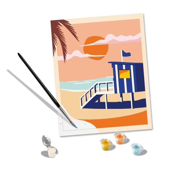 CreArt 24x30 cm Strandstuga, Vuxen, Måla efter siffror, 23896, Ravensburger