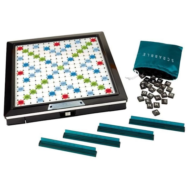 SCRABBLE - Scrabble Deluxe - Brädspel - Scrabble svart & silver med vridbart bräde och hack