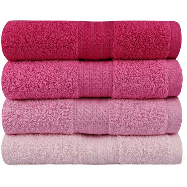 Set med 4 handdukar - 50 x 90 cm - Rosa