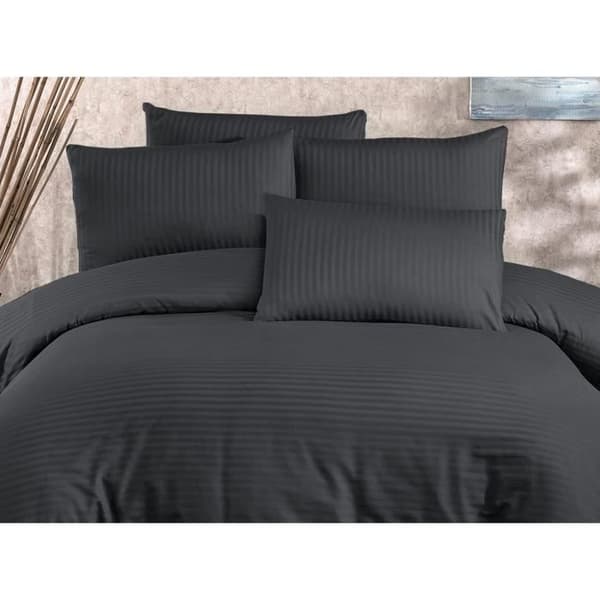 Bäddset - 1 påslakan 220x240 cm + 2 örngott 60x60 cm - 80% bomull, 20% polyester - Antracit