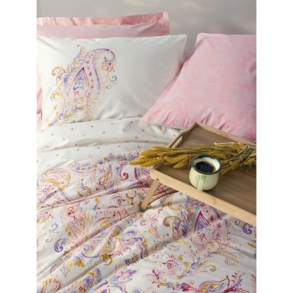 Bäddset - 1 påslakan 220 x 240 cm + 2 örngott 60 x 60 cm - 100% bomull - Rosa