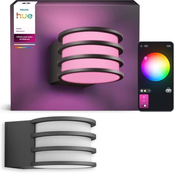 Vägglampa - PHILIPS HUE - Lucca - Antracit - A60 WCA - IP44