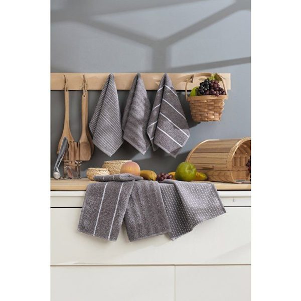 Set med 6 badhanddukar - 30 x 50 cm - Antracitgrå