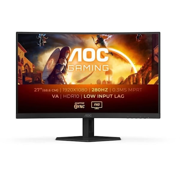 AOC Curved Gaming PC-skärm - FHD - 27 - VA-panel - 280Hz - 1ms - C27G4ZXE Svart