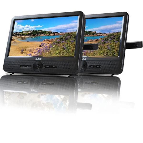 DJIX PVS906-50SM 9 bärbar DVD-spelare - Dubbelskärm - 2 timmars batteritid - Svart