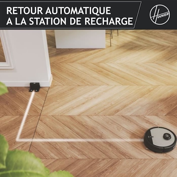 Hoover HG510D Dry Robot Dammsugare - WIFI - Laser Navigation - XL Borste - 90 min autonomi - Kraftfull - Ultra tyst 68 dBA