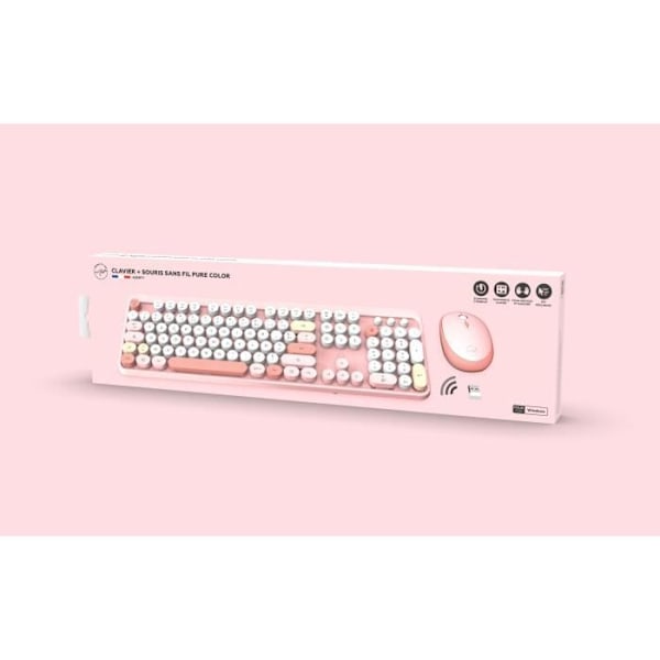 Trådlöst tangentbord + mus combo - MOBILITY LAB - Pure Color - Rosa - Ergonomisk design - Diskret skrivning