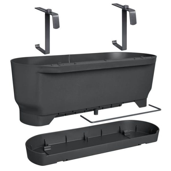 ELHO - Blomkruka - Greenville Easy Balcony 52 - Living Black - Balkong - L 21,2 x B 52 x H 19,4 cm