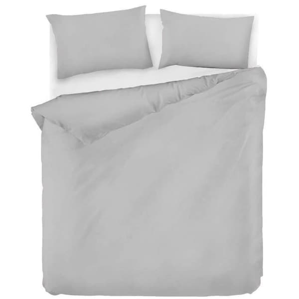 Bäddset - 1 påslakan 220 x 240 cm + 2 örngott 60 x 60 cm - 65% bomull, 35% polyester - Grå
