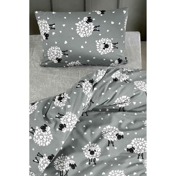 Bäddset - 1 påslakan 220 x 240 cm + 2 örngott 60 x 60 cm - 65% bomull, 35% polyester - Grå