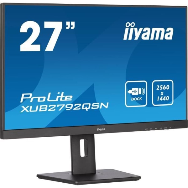 PC -skärm - iiyama prolite Xub2792qSN -B5 - 27 WQHD - IPS -platta - 4 ms - 75Hz - HDMI / DisplayPort / USB -C Dock / USB - Ref Plan