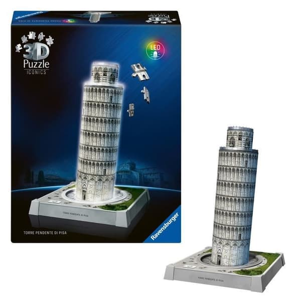 Iconics 3D-pussel - Upplysta lutande tornet i Pisa