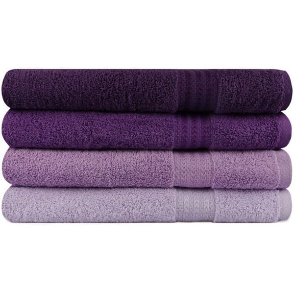 Set med 4 badlakan - 70 x 140 cm - Lila