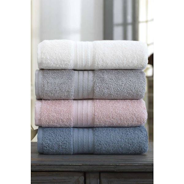 Set med 4 handdukar - 50 x 85 cm - Vit, Grå, Rosa, Blå