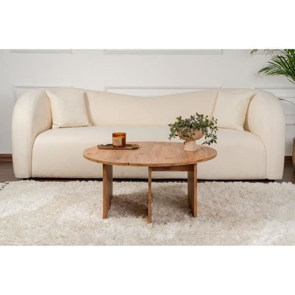 Soffbord - MOIRA - Runt - Atlantic Pine - 90 x 90 x 41 cm