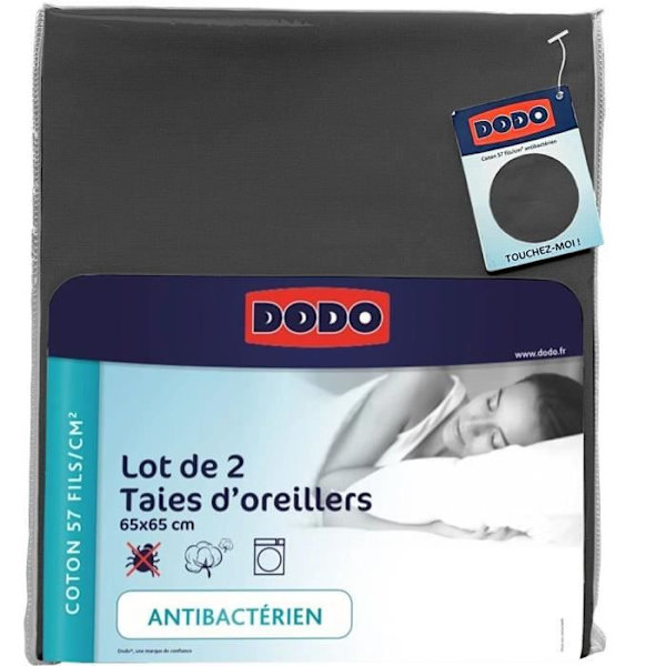 Uppsättning av 2 Dodo Square -kuddväskor - 65x65 cm - vit - Made i Frankrike