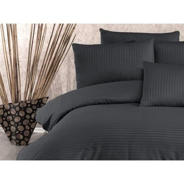 Bäddset - 1 påslakan 220x240 cm + 2 örngott 60x60 cm - 70% polyester, 30% bomull - Antracit
