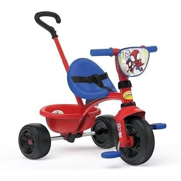 Smoby - Be Fun Trehjuling - Spidey - Skalbar från 15 månader till 3 år - Föräldrakäpp justerbar till 3 lägen - Säkerhetsbälte