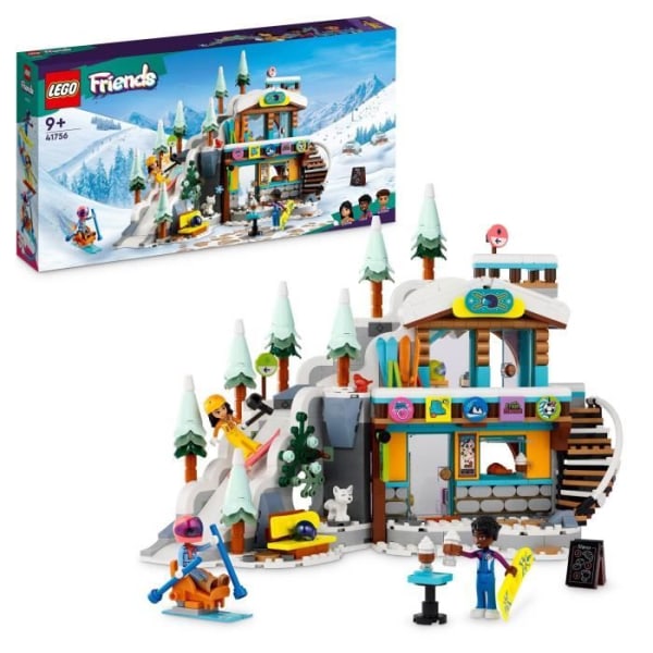 LEGO Friends 41756 skidsemester, set med Liann, Aron och Zac minidockor och djurfigur, julklapp